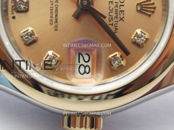 Datejust 28mm 279171 Smooth Bezel SS/RG APSF Best Edition RG Dial Crystals Markers on SS Jubilee Bracelet NH05 - Image 5