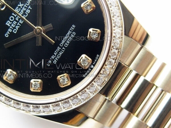 Datejust 31mm 278275 RG Dia Bezel BP Best Edition Black Crystal Markers Dial on RG President Bracelet - Image 5