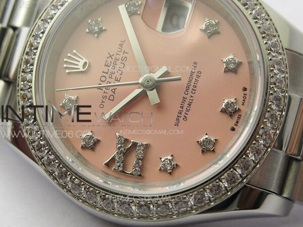 Datejust 28mm 279179 SS/Crystals APSF Best Edition Pink Dial Stars Crystals Markers on SS President Bracelet NH05 - Image 6