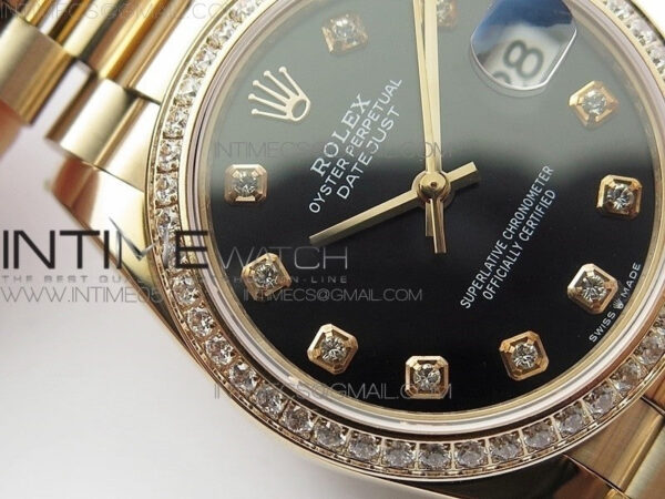 Datejust 31mm 278275 RG Dia Bezel BP Best Edition Black Crystal Markers Dial on RG President Bracelet - Image 6