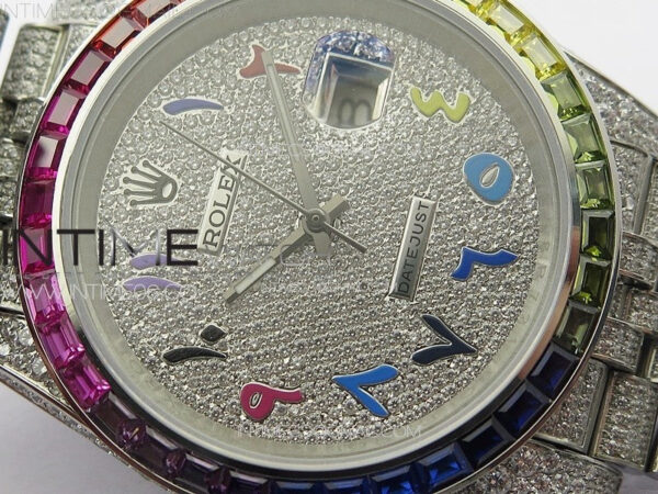 DateJust 41 126300 Full Paved Diamonds Rainbow 904 GSF Best Edition Diamonds Dial Arabic Markers on Jubilee Bracelet VR3235 - Image 6