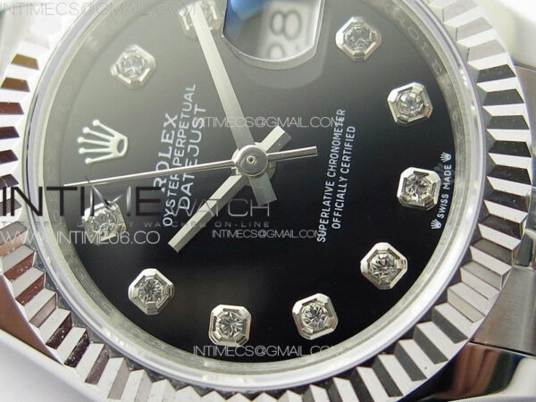 Datejust 28mm 279179 SS APSF Best Edition Black Dial Crystals Markers on SS Jubilee Bracelet NH05 - Image 6