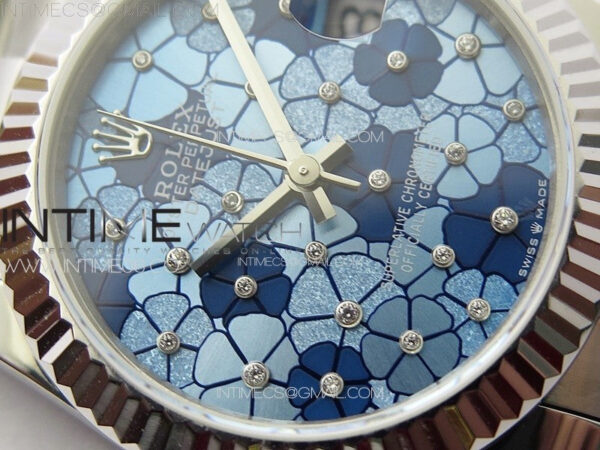 DateJust 31mm 278274 904L SS GMF Best Edition Blue Flowers Crystals Dial on 904L Oyster Bracelet A2824 - Image 6