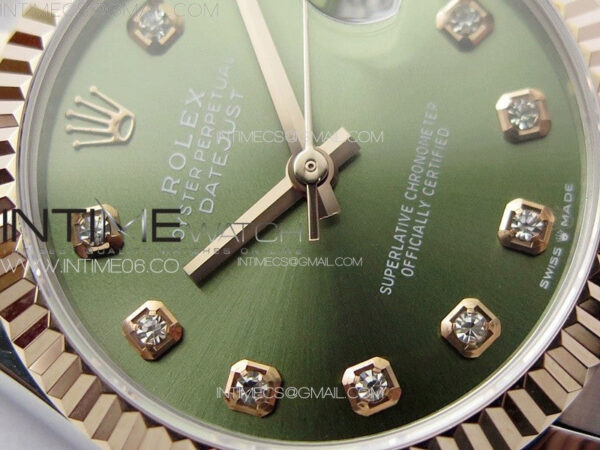 DateJust 31mm 72610 SS/RG APSF Best Edition Green Dial Crystals Markers on Oyster Bracelet A2824 - Image 6
