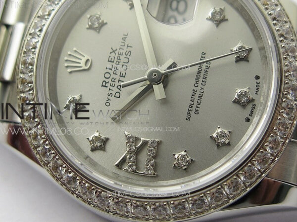 Datejust 28mm 279179 SS/Crystals APSF Best Edition Silver Dial Stars Crystals Markers on SS President Bracelet NH05 - Image 6