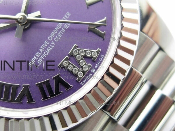Datejust 31mm 278275 SS BP Best Edition Purple Roman Markers Dial(@6 Crystal Makrer) on SS President Bracelet - Image 6