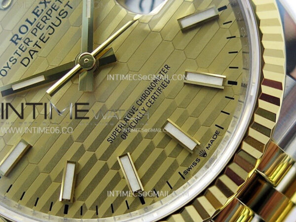 DateJust 36 SS 126233 904L SS/YG VSF 1:1 Best Edition Gold Fluted Dial Sticks Markers on Jubilee Bracelet VS3235 - Image 6