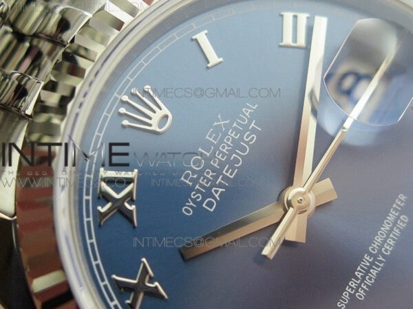 DateJust 36 SS 116234 ARF 1:1 Best Edition Blue dial Roman Markers on SS Jubilee Bracelet SA3135 - Image 6