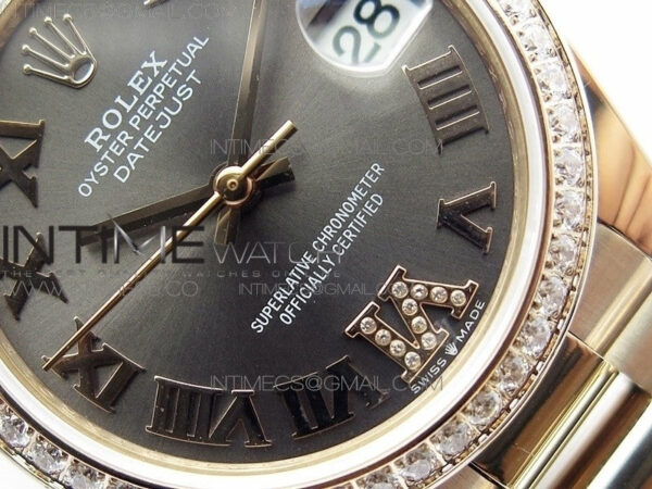Datejust 31mm 278275 RG Dia Bezel BP Best Edition Gray Roman Markers Dial @6 Dia on RG President Bracelet - Image 6