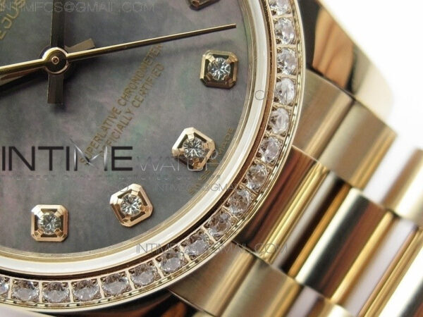 Datejust 31mm 278275 RG Dia Bezel BP Best Edition Gray MOP Crystal Markers Dial on RG President Bracelet - Image 6