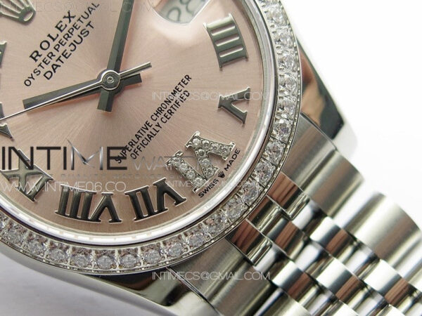 DateJust 31mm 178271 SS Crystal Bezel APSF Best Edition Pink Dial Roman Markers on Jubilee Bracelet A2824 - Image 6