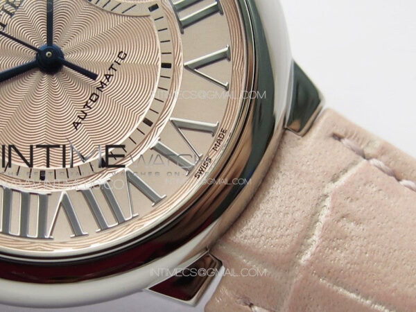 Ballon Bleu 36mm SS K3F 1:1 Best Edition Pink Textured Dial on Pink Leather Strap A076 - Image 6