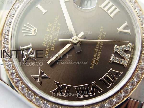DateJust 31mm 72610 SS/Crystals Bezel APSF Best Edition Green Dial Roman Markers on Oyster Bracelet A2824 - Image 6