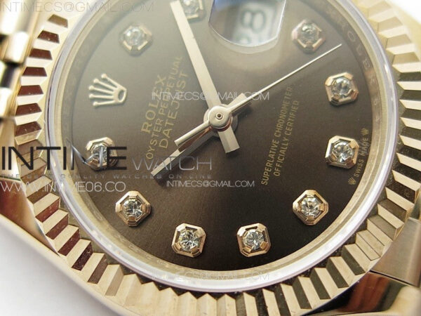 Datejust 28mm 279179 RG APSF Best Edition Brown Dial Crystals Markers on SS Jubilee Bracelet NH05 - Image 6