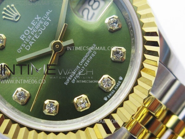 Datejust 28mm 279173 SS/YG APSF Best Edition Green Dial Crystals Markers on Jubilee Bracelet NH05 - Image 6