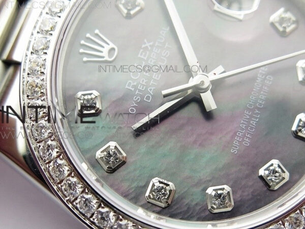 Datejust 31mm 278275 SS Crystal bezel BP Best Edition Gray MOP Dial(@6 Crystal Marker) on SS President Bracelet - Image 6