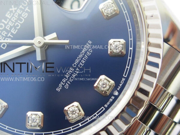 DateJust 36 SS 126234 VSF 1:1 Best Edition 904L Steel Blue Dial Diamonds Markers on Jubilee Bracelet VS3235 - Image 6