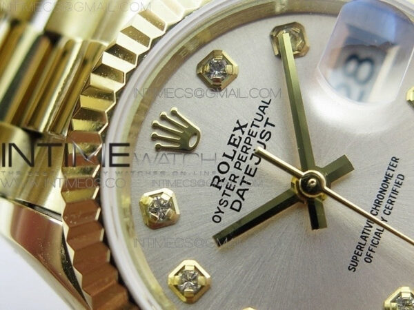 DateJust 28mm YG Diamond Bezel BP Best Edition White Silver Dial on YG Bracelet ETA2671 - Image 6