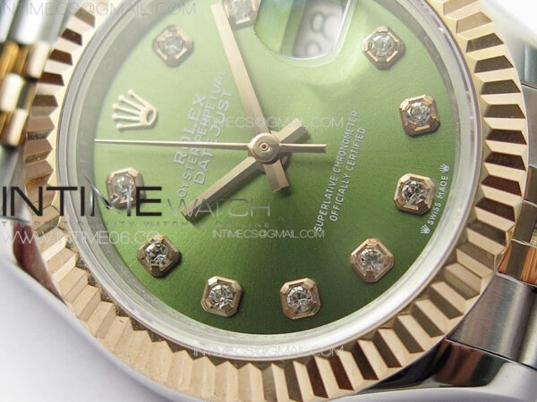 Datejust 28mm 279179 SS/RG APSF Best Edition Green Dial Crystals Markers on SS/RG Jubilee Bracelet NH05 - Image 5