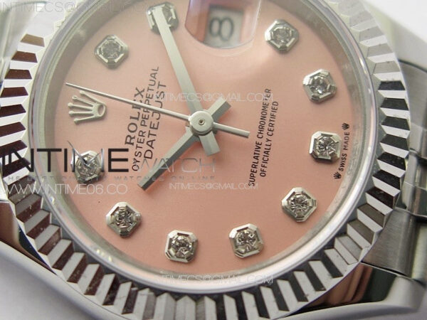 Datejust 28mm 279179 SS APSF Best Edition Pink Dial Crystals Markers on SS Jubilee Bracelet NH05 - Image 6