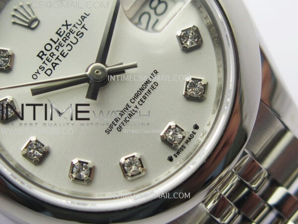 Datejust 28mm 279166 Smooth Bezel SS APSF Best Edition White MOP Dial Crystals Markers on SS Jubilee Bracelet NH05 - Image 6