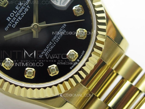 DateJust 31mm 178271 YG APSF Best Edition Black Dial Crystal Markers on President Bracelet A2824 - Image 6