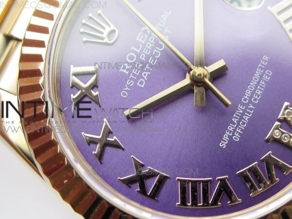 Datejust 31mm 278275 RG BP Best Edition Purple Roman Markers Dial @6 Dia on RG President Bracelet - Image 6