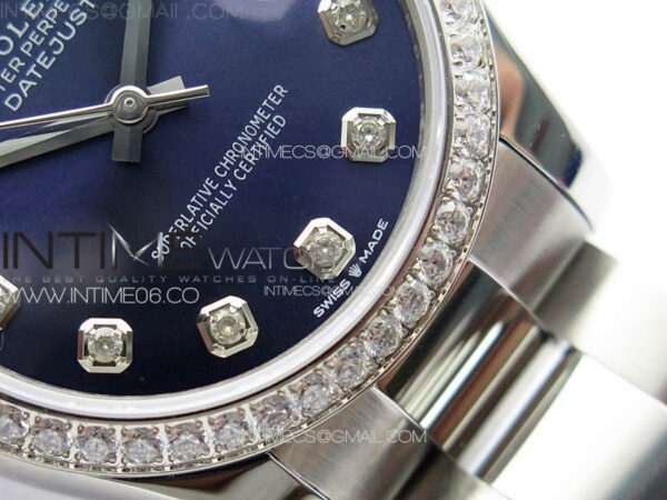 DateJust 31mm 178271 SS Crystal Bezel APSF Best Edition Blue Dial Crystal Markers on Oyster Bracelet A2824 - Image 6