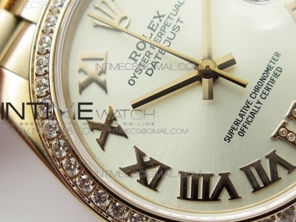 Datejust 31mm 278275 RG Dia Bezel BP Best Edition Silver Roman Markers Dial @6 Dia on RG President Bracelet - Image 6