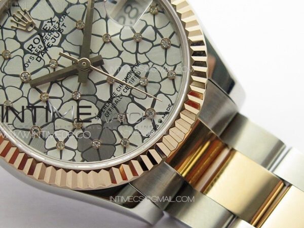 DateJust 31mm 72610 SS/RG APSF Best Edition Blue Flowers Crystals Dial on Oyster Bracelet A2824 - Image 6