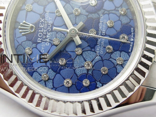 Datejust 28mm 279179 SS APSF Best Edition Blue Flowers Dial on SS Jubilee Bracelet NH05 - Image 6