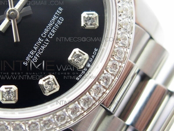 Datejust 31mm 278275 SS Crystal bezel BP Best Edition Black Dial(@6 Crystal Marker) on RG President Bracelet - Image 6