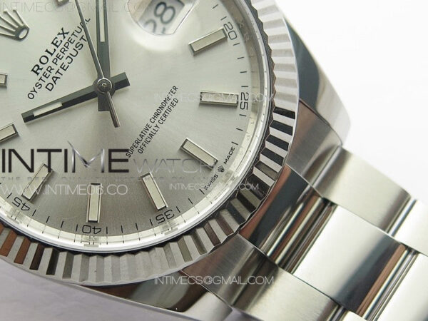 DateJust 41 126334 Clean 1:1 Best Edition 904L Steel Silver Stick Dial on Oyster Bracelet VR3235 - Image 6