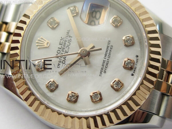 Datejust 28mm 279179 SS/RG APSF Best Edition White MOP Dial Crystals Markers on SS/RG Jubilee Bracelet NH05 - Image 6