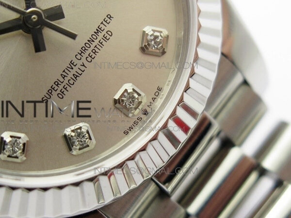 Datejust 31mm 278275 SS BP Best Edition Silver Crystals Markers Dial on RG President Bracelet - Image 6