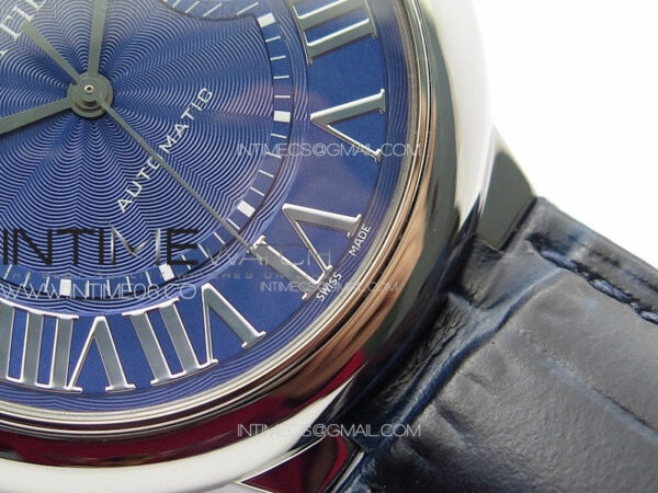 Ballon Bleu 42mm SS K3F 1:1 Best Edition Blue Texture Dial on Blue Leather Strap A2824 - Image 6