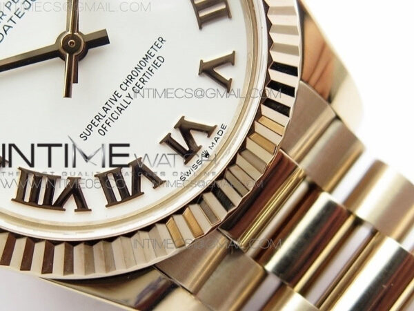 Datejust 31mm 278275 RG BP Best Edition White Roman Markers Dial on RG President Bracelet - Image 6