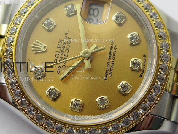 Datejust 28mm 279179 SS/YG APSF Best Edition Gold Dial Crystals Markers on SS/YG Jubilee Bracelet NH05 - Image 6