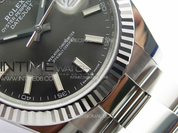 DateJust 41 126334 Clean 1:1 Best Edition 904L Steel Gray Stick Dial on Oyster Bracelet VR3235 - Image 6