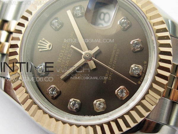 Datejust 28mm 279179 SS/RG APSF Best Edition Brown Dial Crystals Markers on SS/RG Jubilee Bracelet NH05 - Image 6