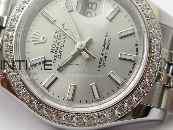 Datejust 28mm 279179 SS/Crystals APSF Best Edition Silver Dial Sticks Markers on SS Jubilee Bracelet NH05 - Image 6
