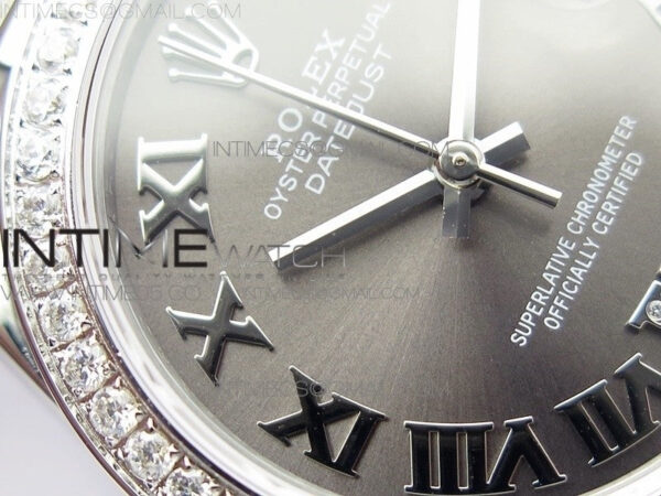 Datejust 31mm 278275 SS Crystals bezel BP Best Edition Gray Roman Markers Dial(@6 Crystal marker) on SS President Bracelet - Image 6