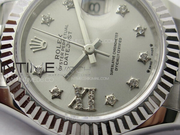 Datejust 28mm 279179 SS APSF Best Edition Silver Dial Stars Crystals Markers on SS Jubilee Bracelet NH05 - Image 6