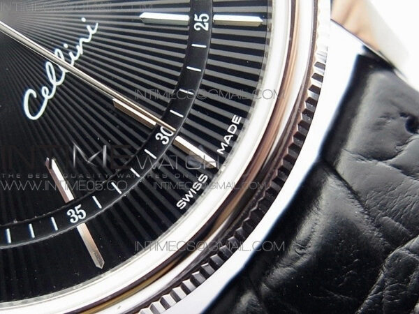 Cellini 50519 Real Date SS BP Best Edition Black Dial Sticks Markers on Black Leather Strap SA3165 - Image 6