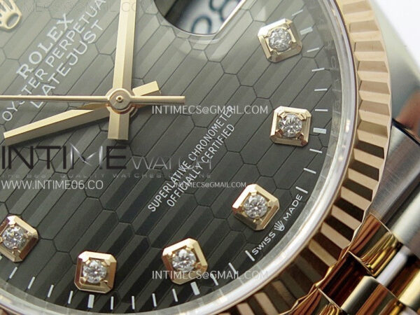 DateJust 36 SS 126231 904L SS/RG VSF 1:1 Best Edition Gray Fluted Dial Diamonds Markers on Jubilee Bracelet VS3235 - Image 6