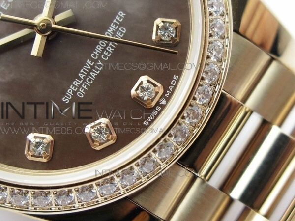 Datejust 31mm 278275 RG BP Best Edition Dia Bezel Brown Roman Crystal Markers Dial on RG President Bracelet - Image 6
