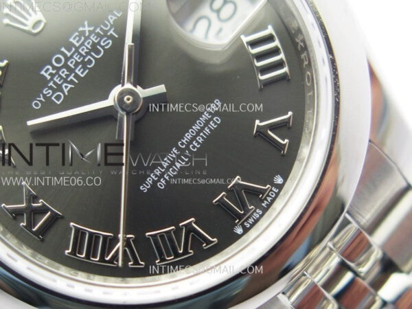 Datejust 28mm 279166 Smooth Bezel SS APSF Best Edition Gray Dial Roman Markers on SS Jubilee Bracelet NH05 - Image 6