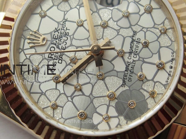 DateJust 31mm 278274 RG GMF Best Edition Silver Flowers Crystals Dial on RG President Bracelet A2824 - Image 6