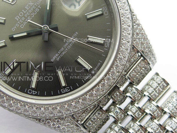 DateJust 41 126334 Full Paved Diamonds BP Best Edition Rhodium Dial Stick Markers on Jubilee Bracelet A2824 - Image 7