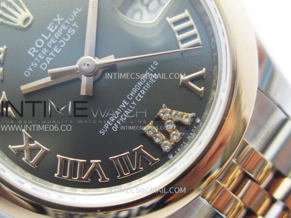Datejust 28mm 279171 Smooth Bezel SS/RG APSF Best Edition Gray Dial Roman Markers on SS Jubilee Bracelet NH05 - Image 6